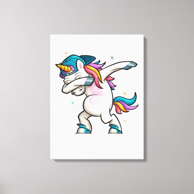 Dabbing Unicorn Canvastryck (Framsida)