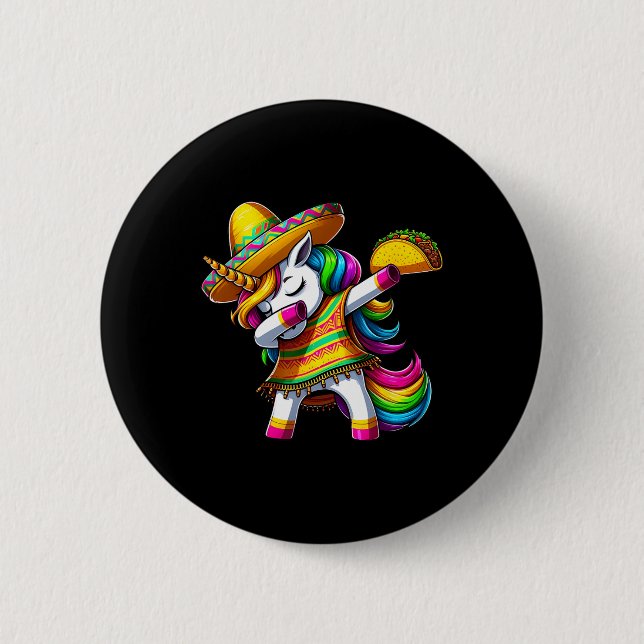 Dabbing Unicorn Cinco De Mayo Mexican Party Fiesta Knapp (Framsida)
