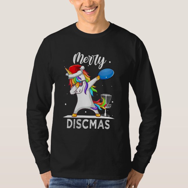 Dabbing Unicorn Dab Julafton Disk Golf Player Chri T Shirt (Framsida)