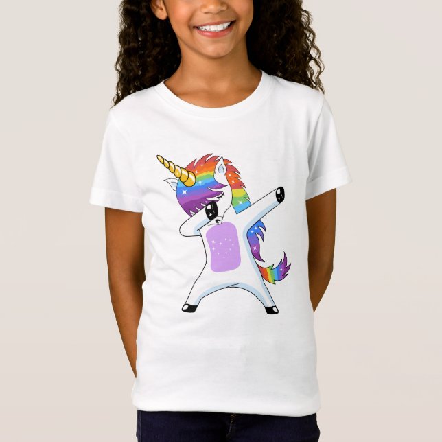 Dabbing Unicorn - Dancing Rainbow Unicorn Gifts T Shirt (Framsida)