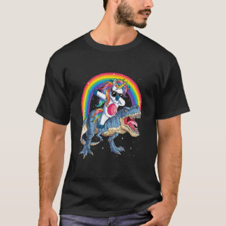 Dabbing Unicorn Dinosaur T rex Boys Girls Rainbow Shirt