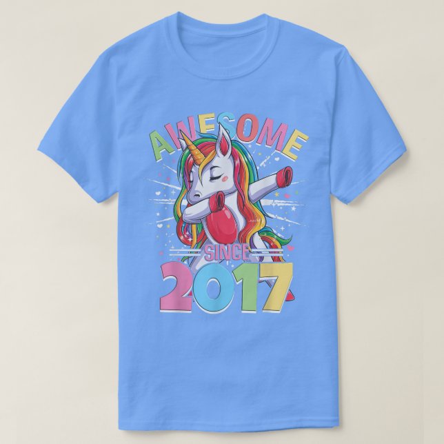 Dabbing Unicorn fantastisk sedan 2017 T Shirt (Design framsida)
