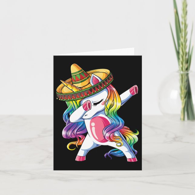 Dabbing Unicorn Funny Cinco De Mayo Women Rainbow Kort (Framsida)