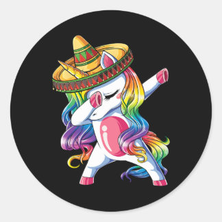 Dabbing Unicorn Funny Cinco De Mayo Women Rainbow Runt Klistermärke