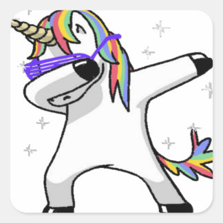 Dabbing Unicorn Fyrkantigt Klistermärke