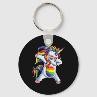Dabbing Unicorn Gay pride LGBT Rainbow Nyckelring