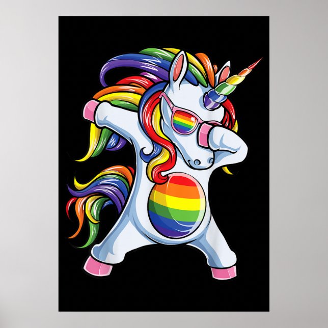 Dabbing Unicorn Gay pride LGBT Rainbow Poster (Framsidan)