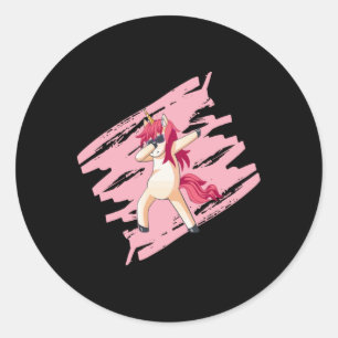 Dabbing Unicorn Girl Flickaktigts Girls Funny Gift Runt Klistermärke