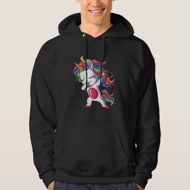 Dabbing Unicorn Girls Kids Rainbow Dab Dance Squad Hoodie (Framsida)