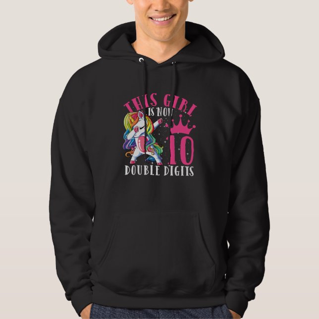Dabbing Unicorn  Girls Kids Women Rainbow Unicorns Hoodie (Framsida)