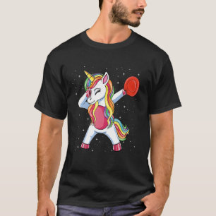 Dabbing Unicorn Golfer Flies Disk Golf Player Gir T Shirt