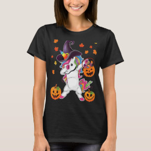 Dabbing Unicorn Halloween Witch Costume Broomstick T Shirt