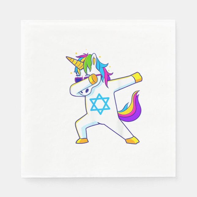 Dabbing Unicorn Hanukkah Jewish Dancing Chanukah K Pappersservett (Framsidan)