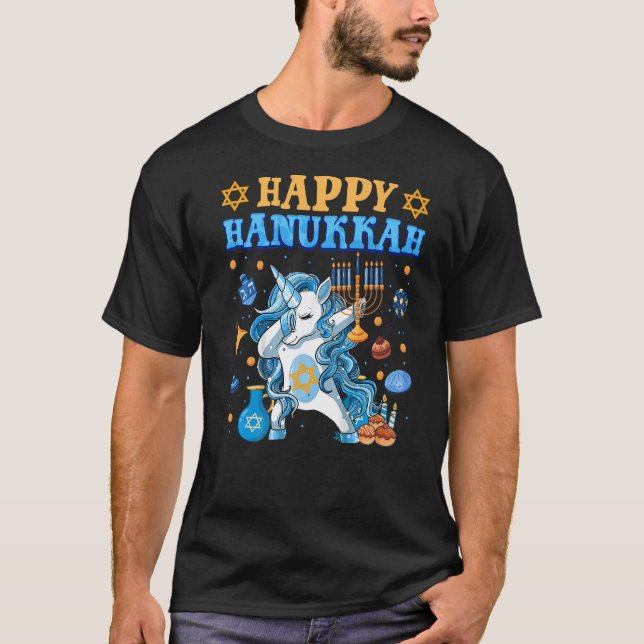 Dabbing Unicorn Hanukkah Jewnicorn Chanukah Jewish T Shirt (Framsida)