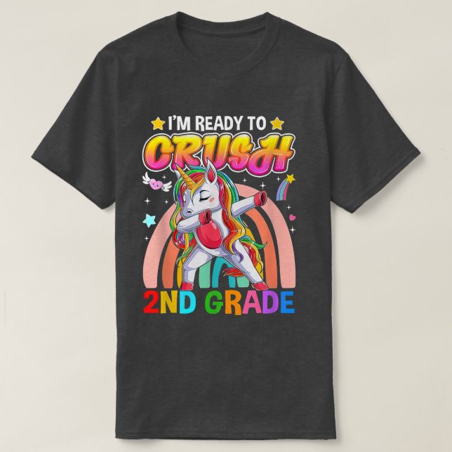Dabbing Unicorn I'm Ready To Crush 2nd Grade Back  T Shirt (Design framsida)