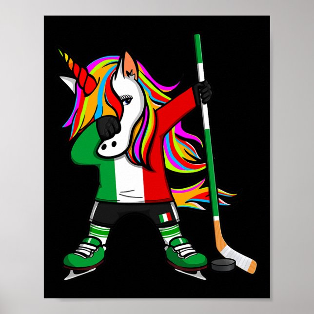 Dabbing Unicorn Italy Ice Hockey Fans Jersey Winte Poster (Framsidan)