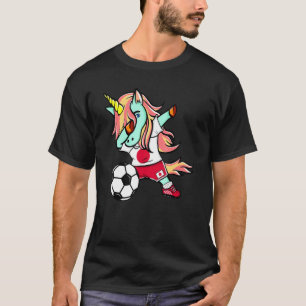Dabbing Unicorn Japan Football Japansk Flagga Socc T Shirt