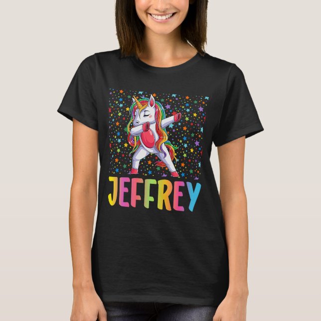 Dabbing Unicorn Jeffrey T Shirt (Framsida)