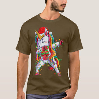 Dabbing Unicorn Julafton Ljus Santa Unicorn Christ T Shirt