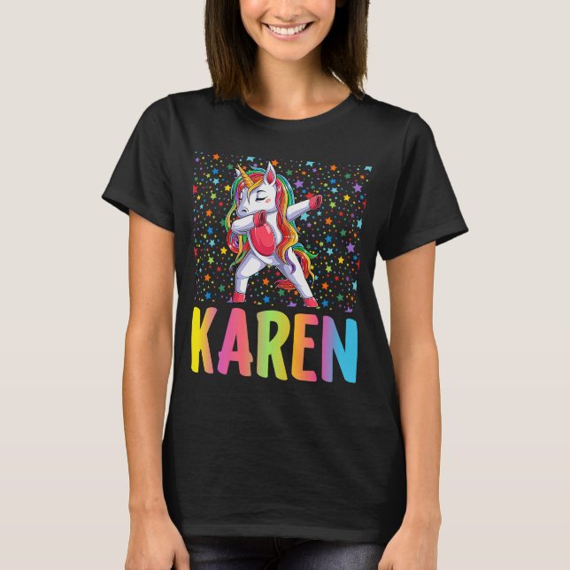 Dabbing Unicorn Karen T Shirt (Framsida)