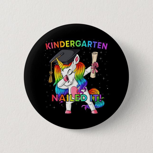 Dabbing Unicorn Kindergarten Nailed it Studenten Knapp (Framsida)