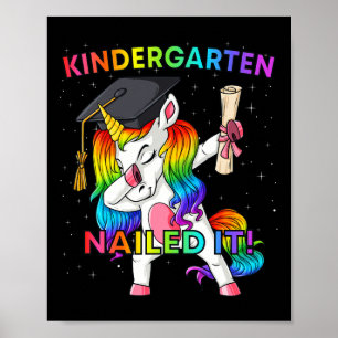 Dabbing Unicorn Kindergarten Nailed it Studenten Poster