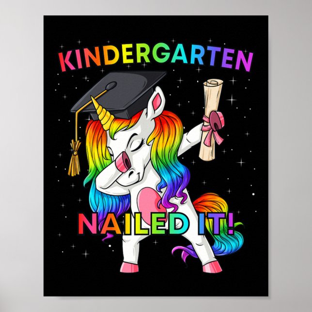 Dabbing Unicorn Kindergarten Nailed it Studenten Poster (Framsidan)