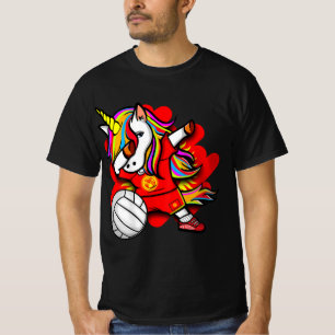 Dabbing Unicorn Kirgyzstan Volleyball Fläkt Jersey T Shirt