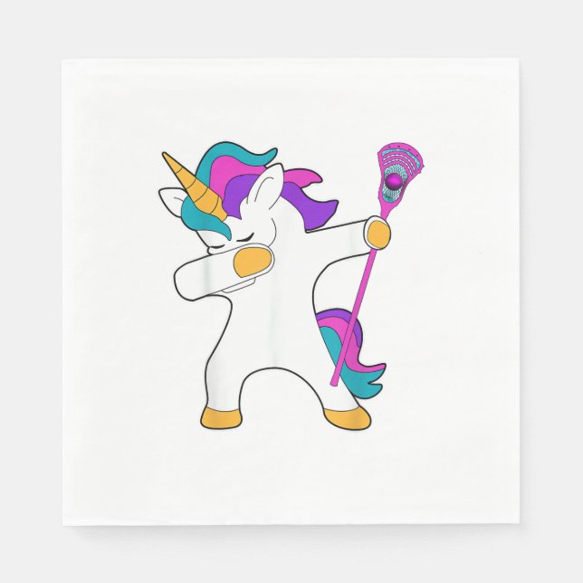 Dabbing Unicorn Lacrosse LAX Shirt Funny Tee Gift Pappersservett (Framsidan)