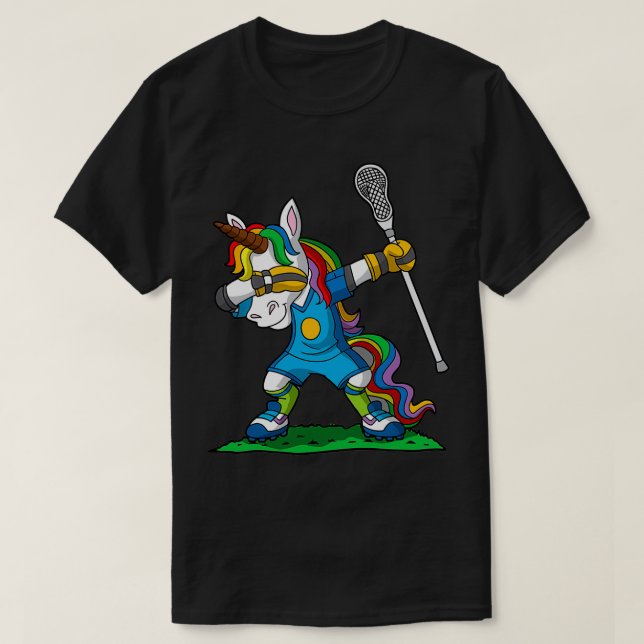 Dabbing Unicorn Lacrosse Player Classic TShirt T Shirt (Design framsida)