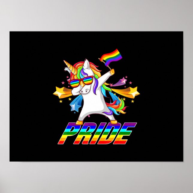 Dabbing Unicorn LGBT Gay pride Poster (Framsidan)