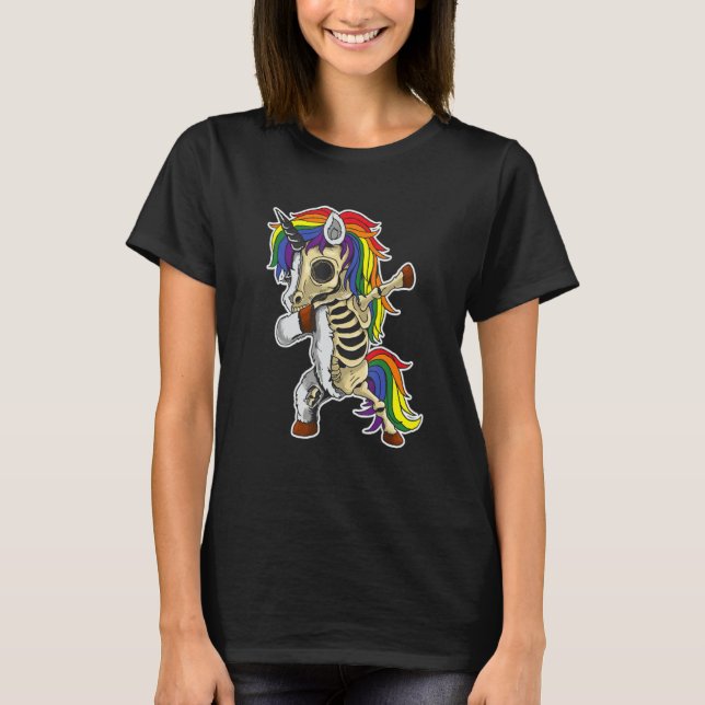 Dabbing Unicorn Lgbt Pride   Halloween 2022   Cute T Shirt (Framsida)