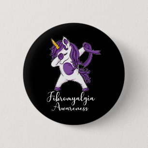 Dabbing Unicorn Lila Ribbon Fibromyalgia Awarene Knapp