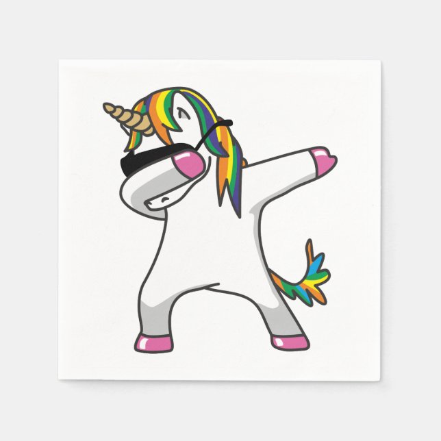 Dabbing Unicorn Napkins Pappersservett (Framsidan)