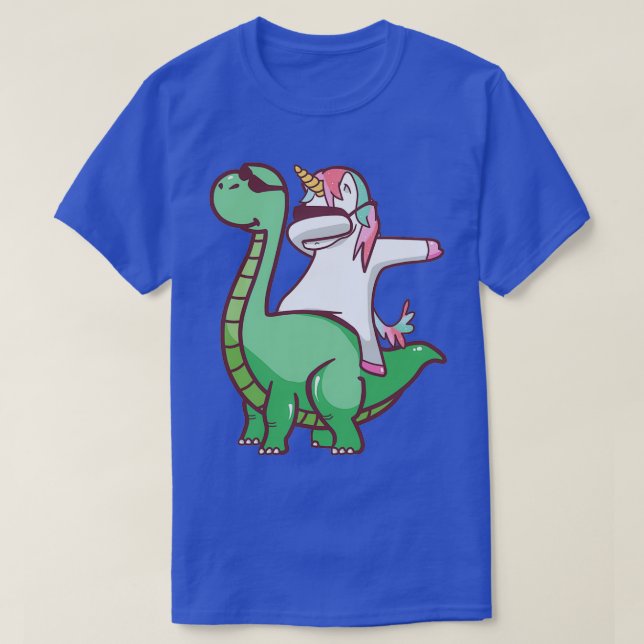 Dabbing Unicorn och Dinosaur t Shirt (Design framsida)