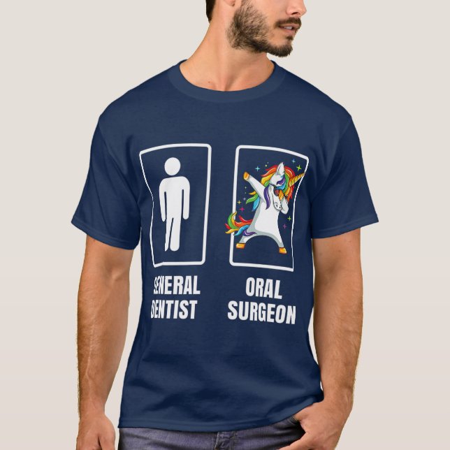 Dabbing Unicorn Oral Surgeon Dentist T Shirt (Framsida)