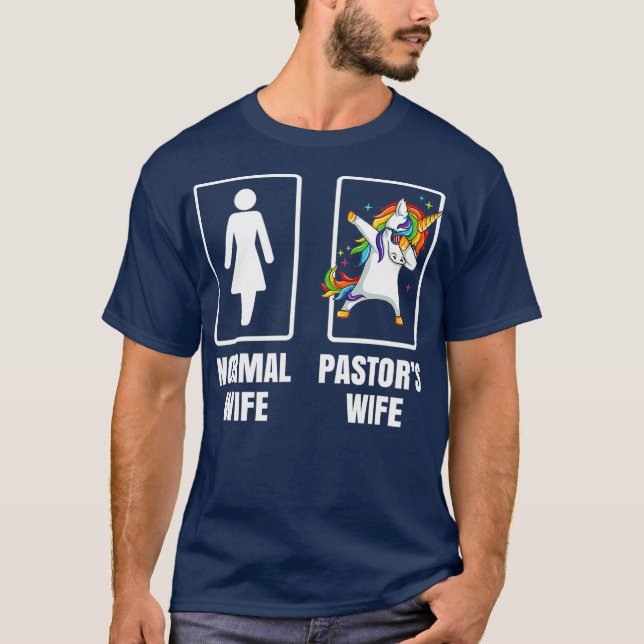 Dabbing Unicorn Pastors Wife Church First Dam T Shirt (Framsida)