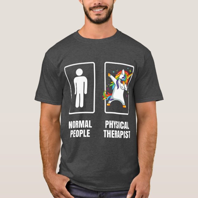 Dabbing Unicorn PhysiPhysical Therapist PT Therapy T Shirt (Framsida)
