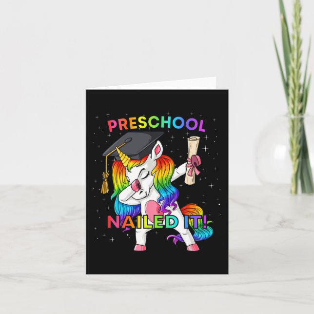 Dabbing Unicorn Preschool Nailed it Studenten Gir Kort (Framsida)