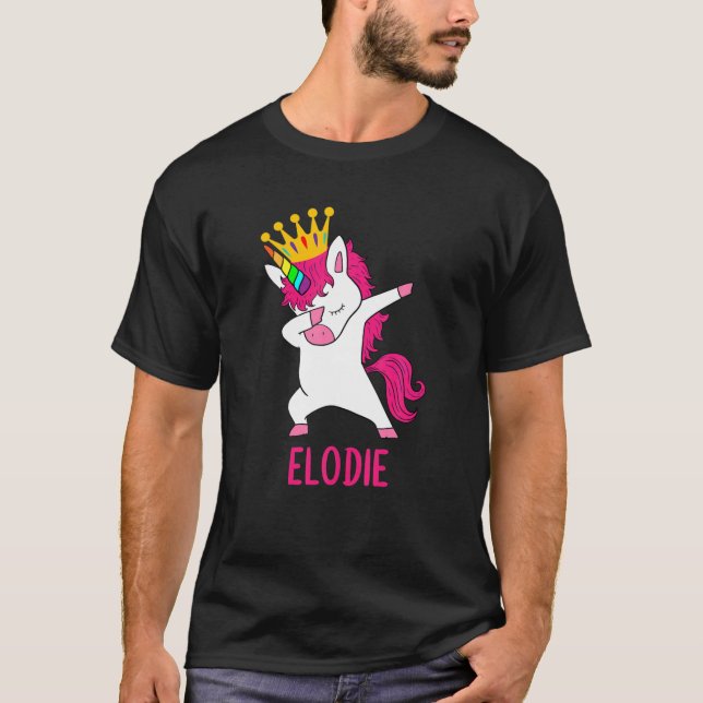 Dabbing Unicorn Queen Personlig ELODIE T Shirt (Framsida)