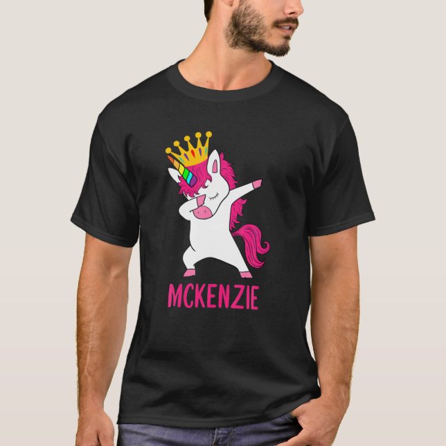 Dabbing Unicorn Queen Personlig MCKENZIE T Shirt (Framsida)