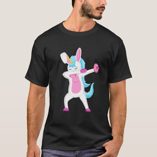 Dabbing Unicorn Rabbit Påsk Day Eggs Dab Boys Gi T Shirt (Framsida)