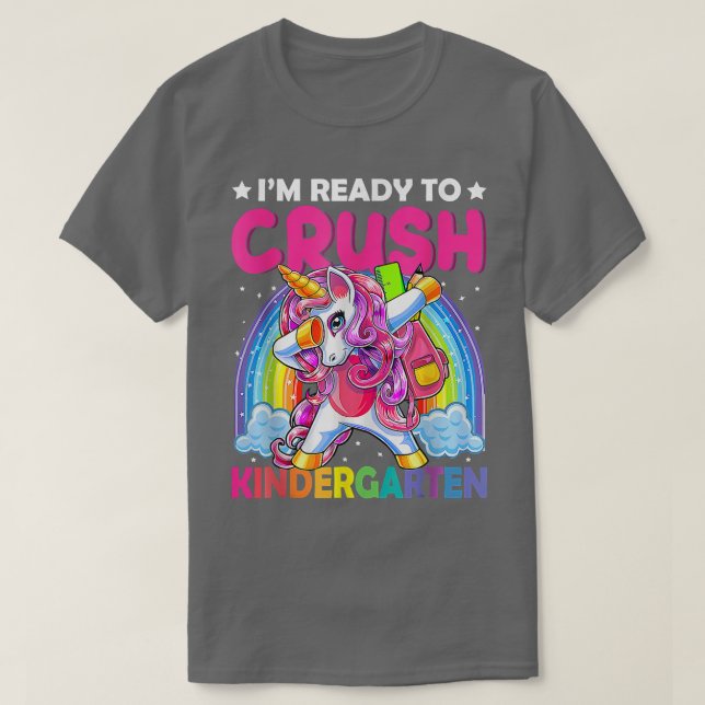 Dabbing Unicorn Redo to Crush Kindergarten Back T Shirt (Design framsida)