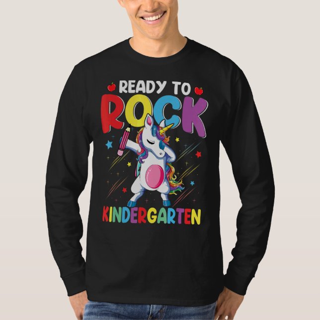 Dabbing Unicorn-Redot till Sten Kindergarten tillb T Shirt (Framsida)
