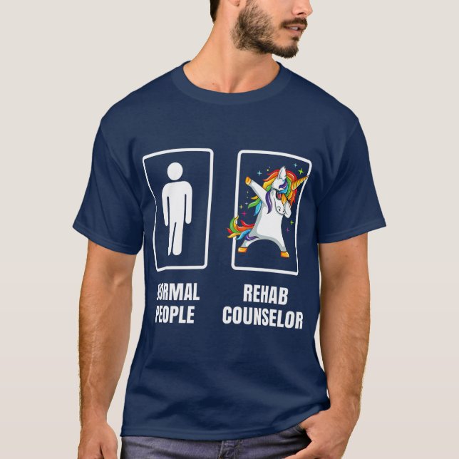 Dabbing Unicorn Rehabilitation Rehab Counselor T Shirt (Framsida)
