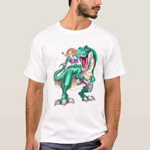 Dabbing Unicorn Riding Dinosaur with Game Control T Shirt