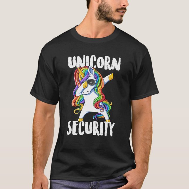 Dabbing Unicorn Security Squad Unicorn Security T Shirt (Framsida)