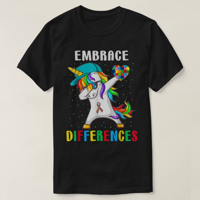 Dabbing Unicorn Shirt Differences Embrace ADHD Aut T (Design framsida)