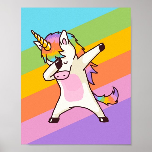 Dabbing Unicorn Shirt Hip hop Dab Pose Poster (Framsidan)