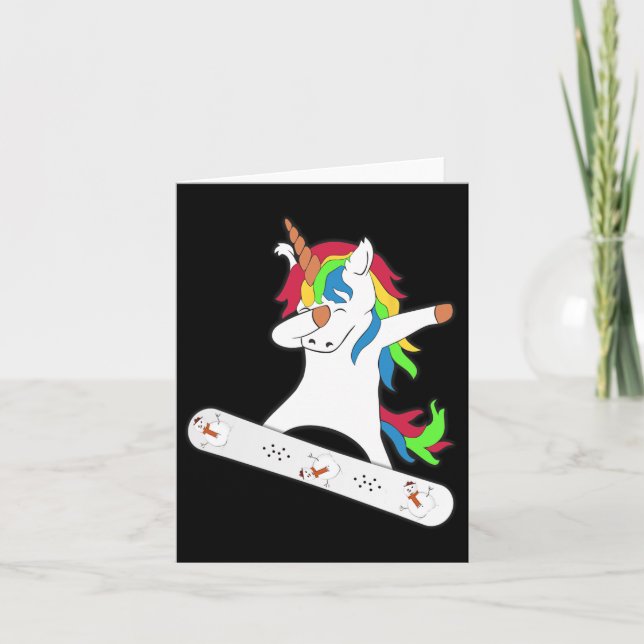 Dabbing Unicorn Snowboarding Unicorns Gi Kort (Framsida)